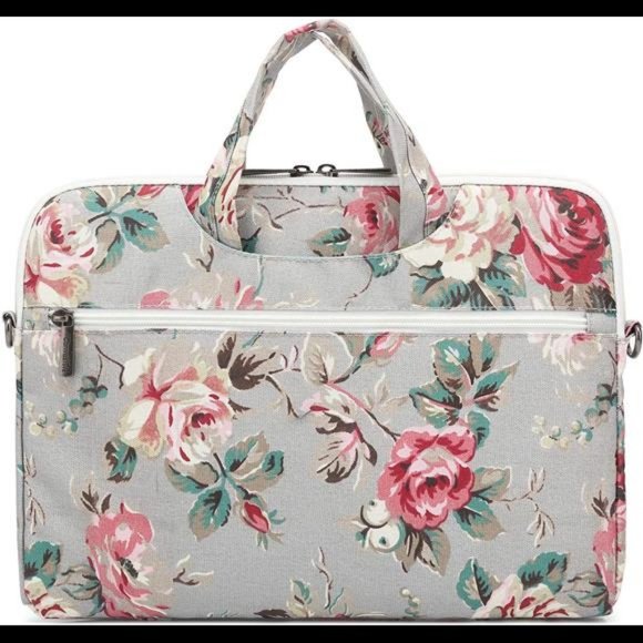 Designer Rose Pattern Water Resistant Laptop Shoulder Messenger Bag for MacBook - Picture 7 of 7